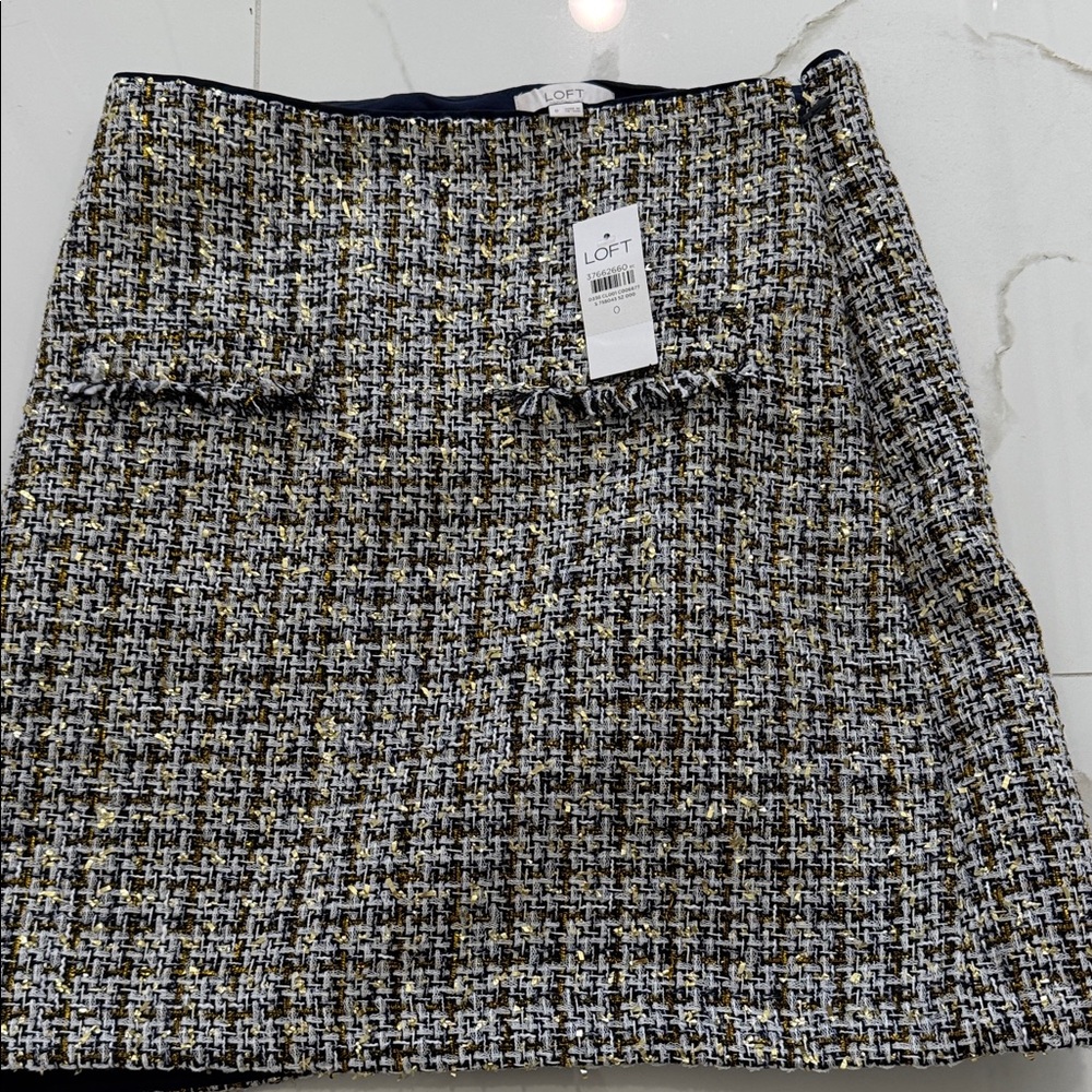 LOFT Women's Tweed Pencil Skirt - Black, White, and Gold